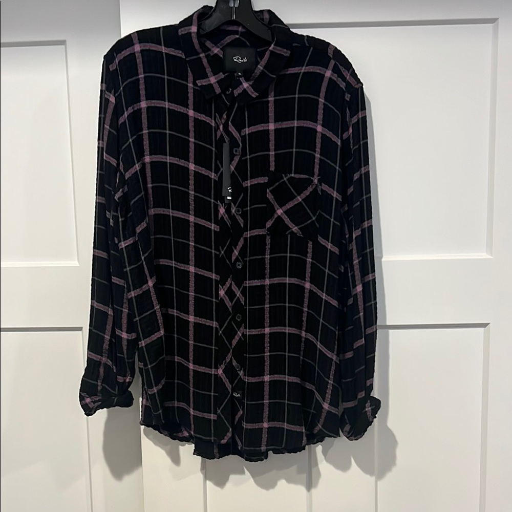 Rails Black and Pink Button Down Shirt